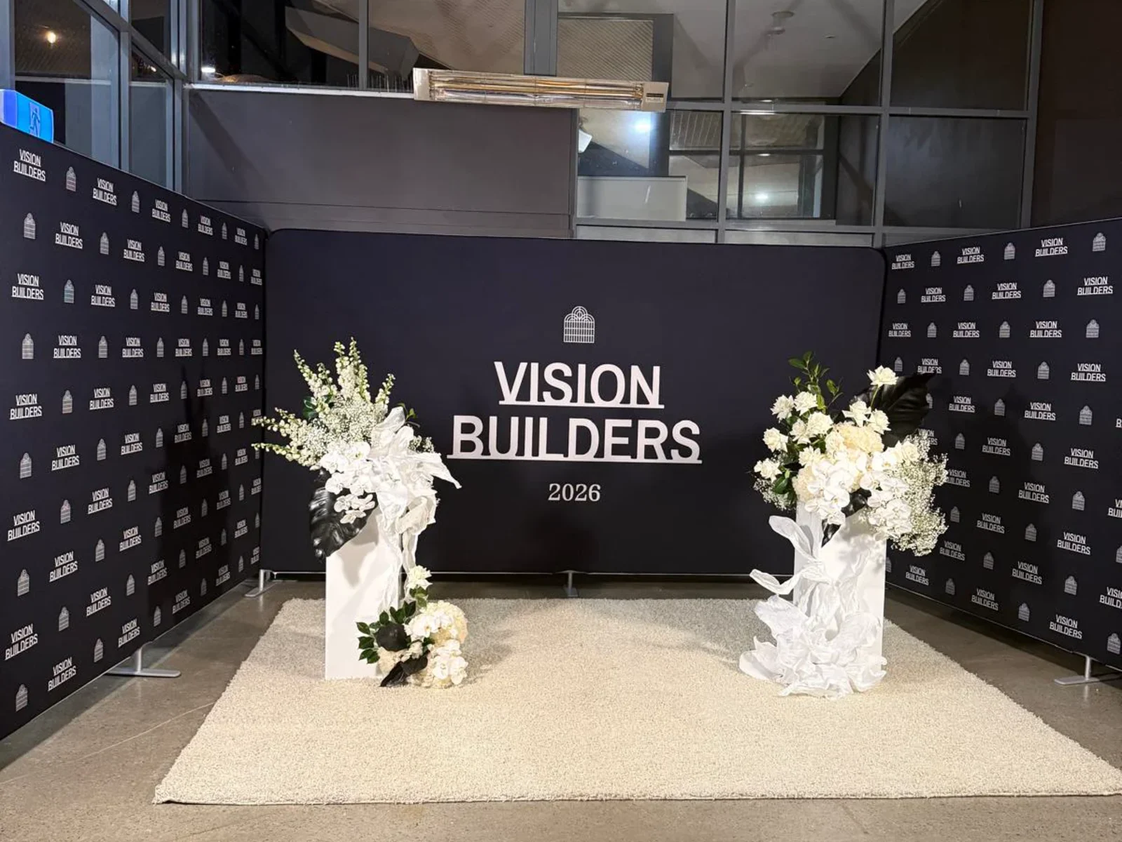 Giant Silk Art corporate event installation for Vision Builders