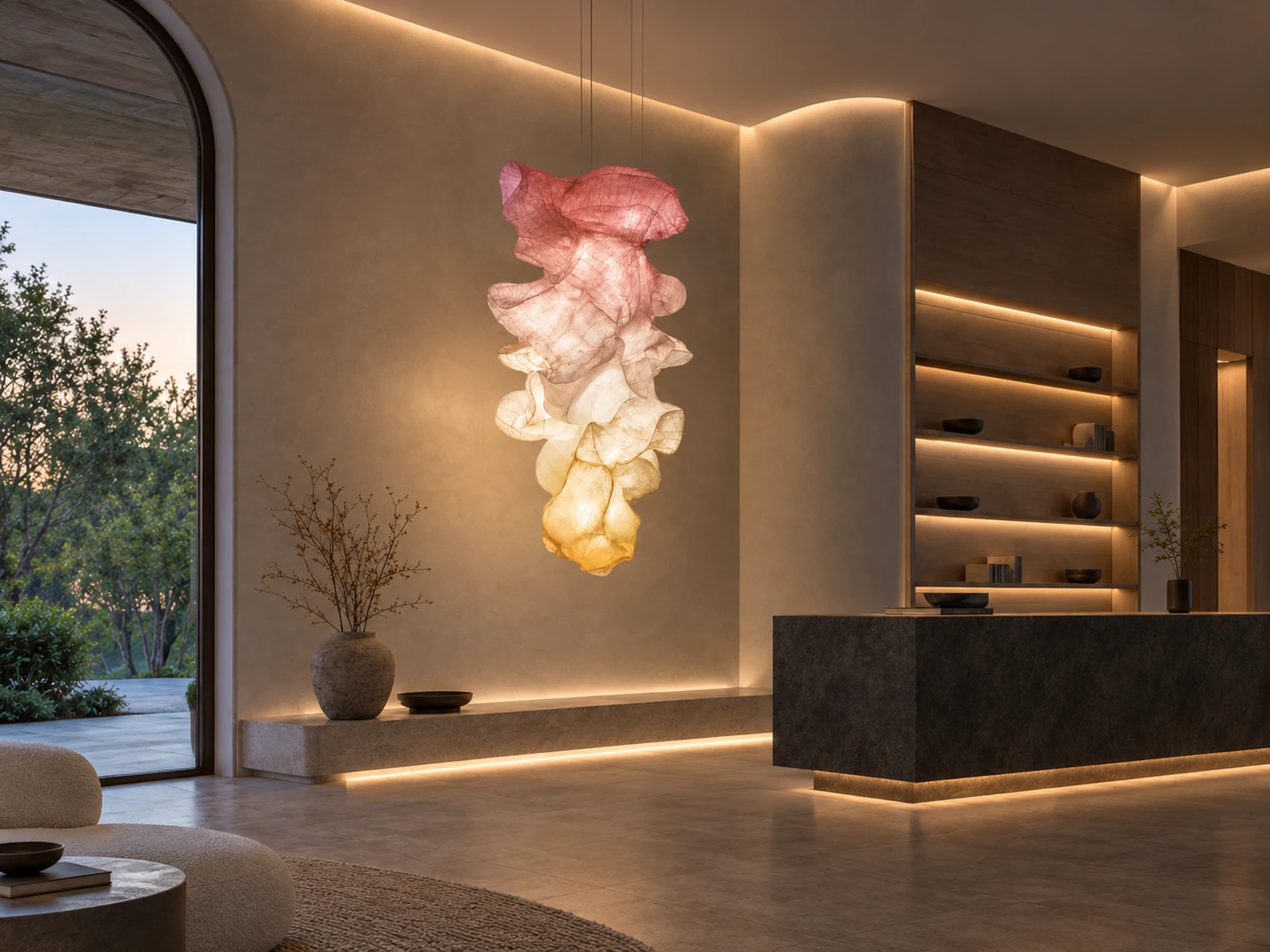 Cascading Floral Pendant — concept visualisation for custom sculptural lighting