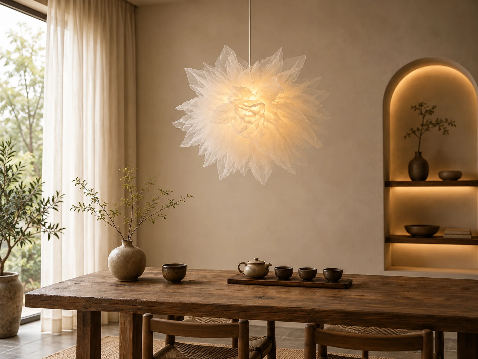 Radiating Fabric Pendant — concept visualisation for custom sculptural lighting