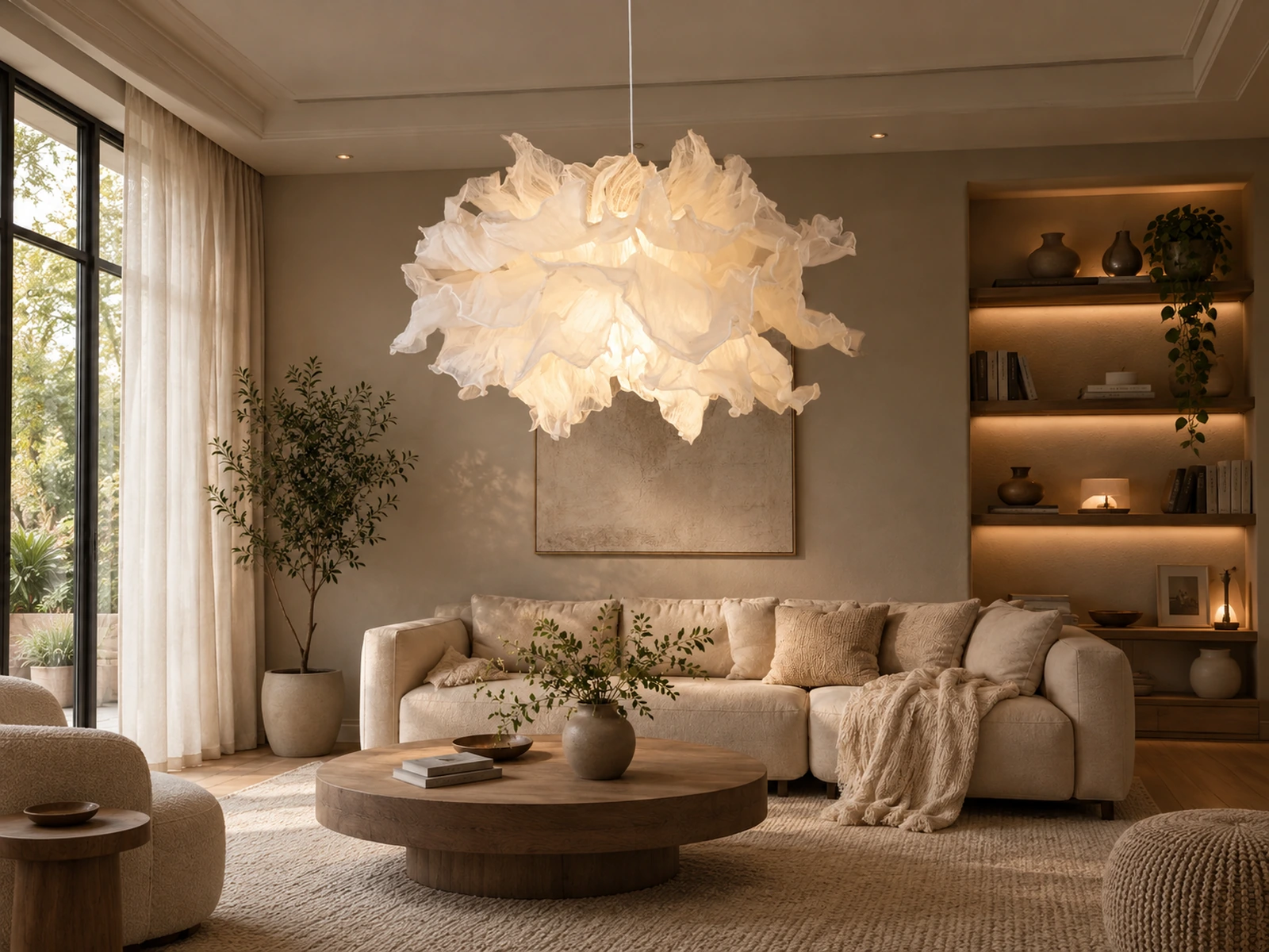 White Floral Ceiling Light — concept visualisation for custom sculptural lighting
