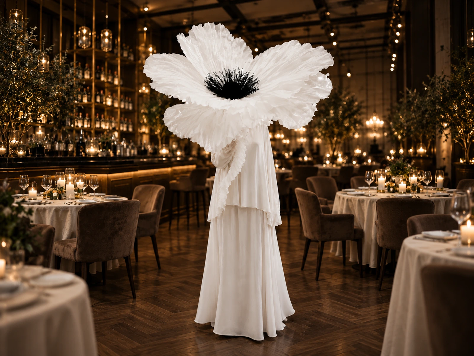 White Flower Stage Costume — concept visualisation for performance costume design