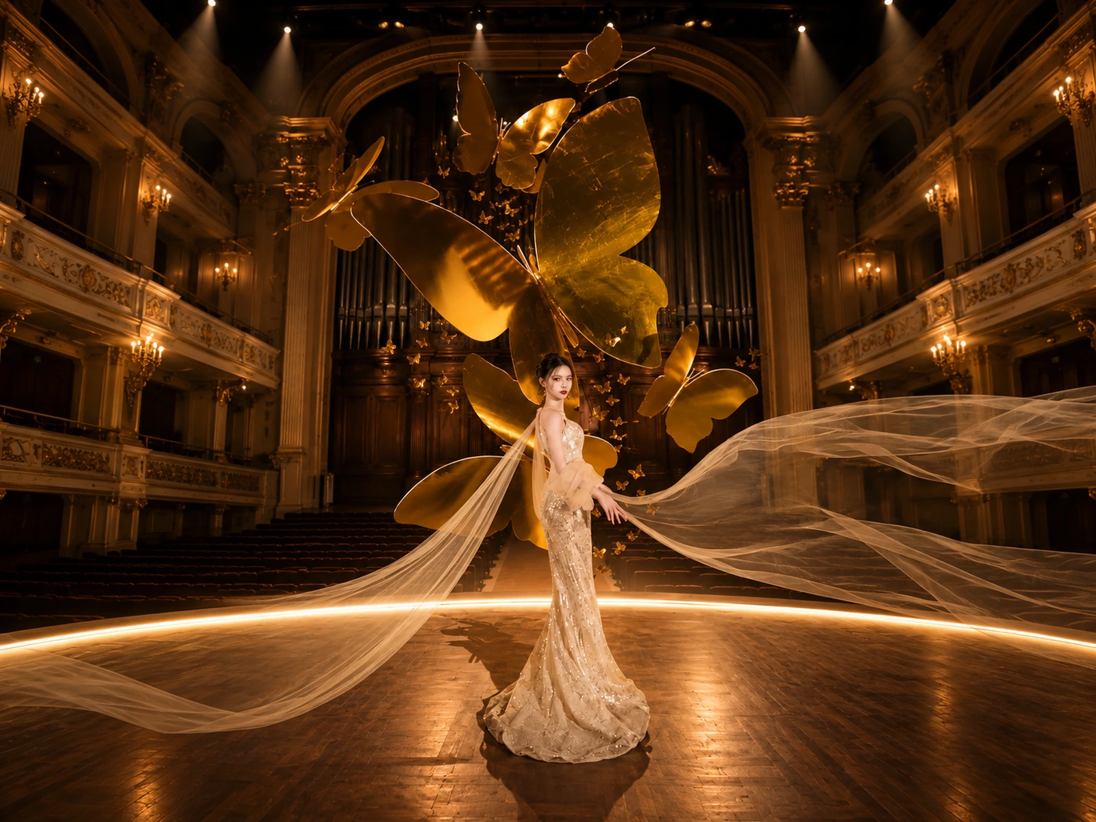 Sculptural Butterfly Stage Objects — concept visualisation for scenic fabrication and custom stage props