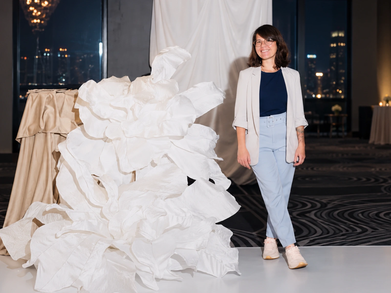 Silk Waterfall sculptural installation — Human Scale