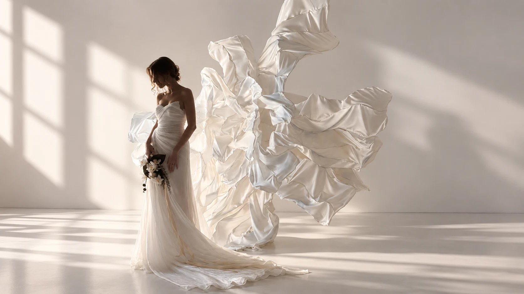 The White Muse white sculptural installation shown at human scale